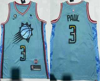 Men%27s Phoenix Suns #3 Chris Paul Blue 2022 City 6 Patch Sponsor Icon Swingman Jersey
